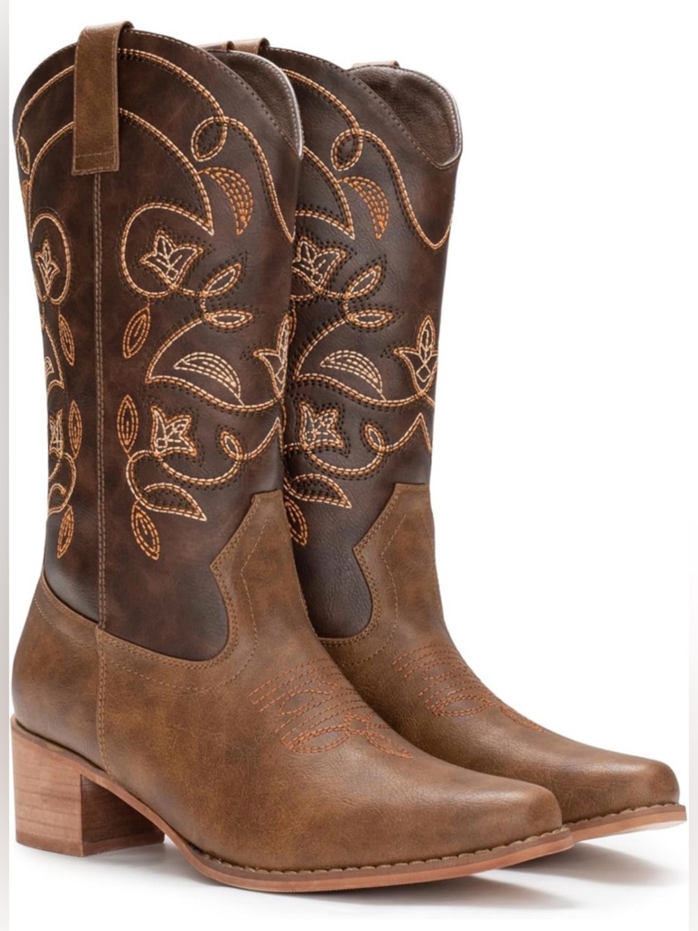 IUV Brown Embroidered brown Leather Western Boot
